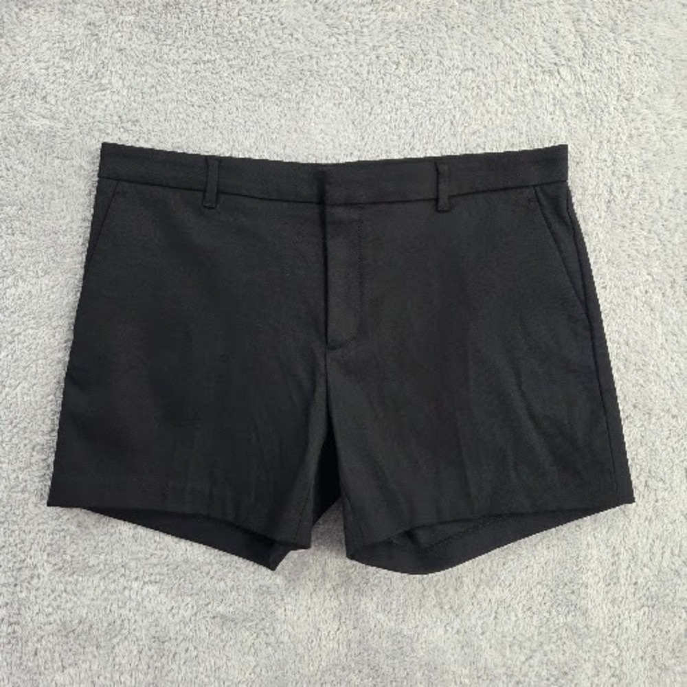 Banana Republic Womens 10 Black Stretch Chino Shorts Flat Front Tailored Classic